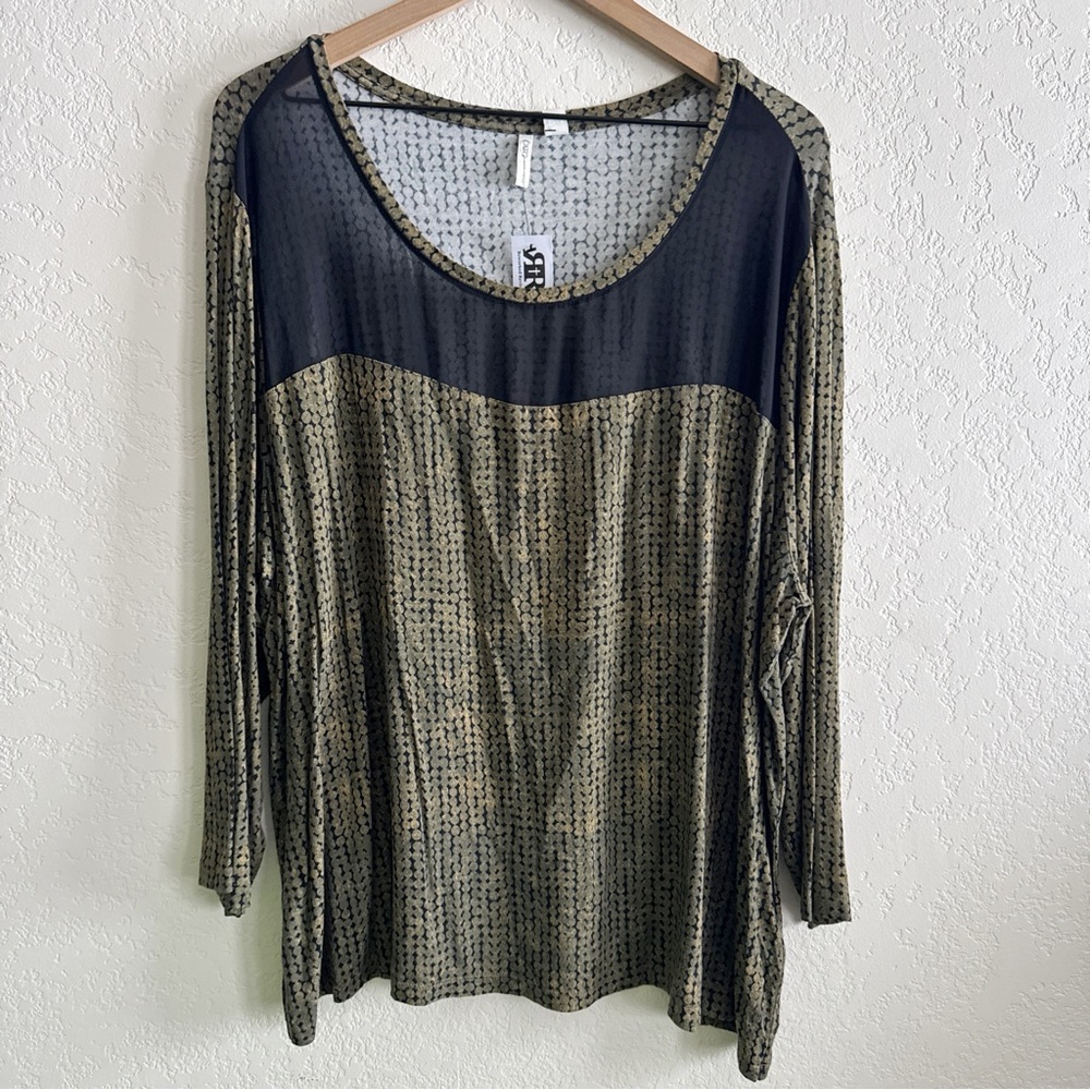Cato Black and Tan Patterned Top 26/28